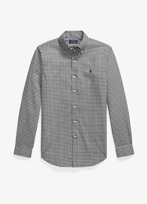 Ralph Lauren Custom fit overhemd met ruitdessin - voorkant 2 nero/blanc