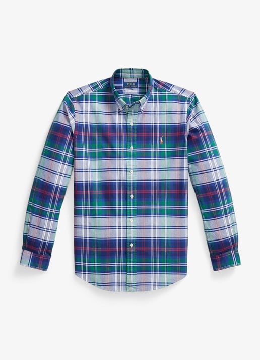 Ralph Lauren Custom fit overhemd met ruitdessin - voorkant 4 green blue multi / groen