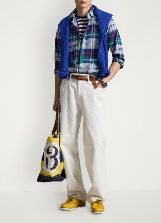 Ralph Lauren Custom fit overhemd met ruitdessin - voorkant 5 green blue multi / groen