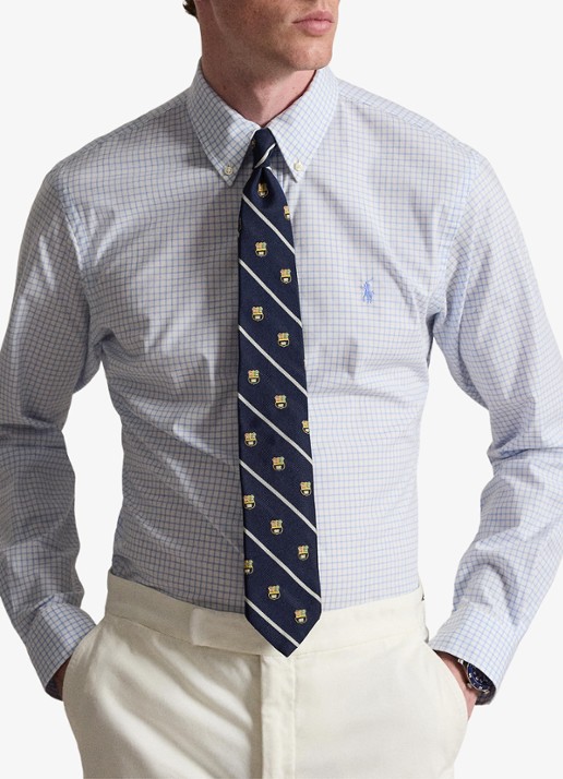 Ralph Lauren Custom fit overhemd met ruitdessin - voorkant 2 cabana blue white / blauw