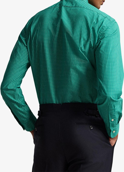 Ralph Lauren Custom fit overhemd met ruitdessin - achterkant erin green white multi / groen