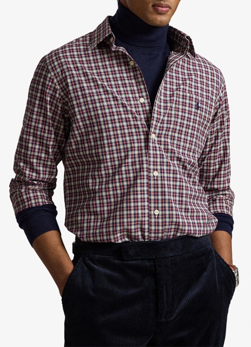 Ralph Lauren Custom fit overhemd met ruitdessin - voorkant 2 red cream multi / rood