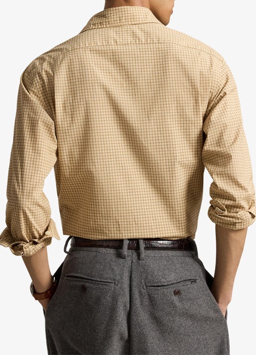 Ralph Lauren Custom fit overhemd met ruitdessin - achterkant 4 classic camel wht multi / camel