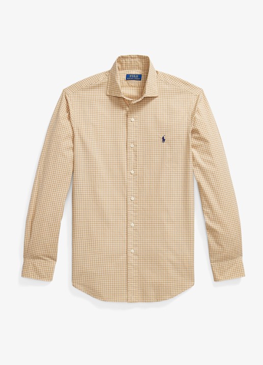 Ralph Lauren Custom fit overhemd met ruitdessin - voorkant 2 classic camel wht multi / camel