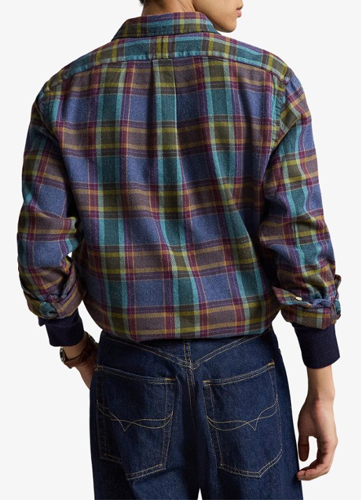 Ralph Lauren Custom fit overhemd met ruitdessin - achterkant 6 7401 blue purple heather multi