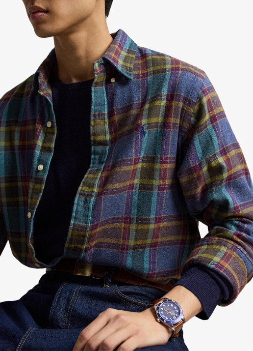 Ralph Lauren Custom fit overhemd met ruitdessin - detail 3 7401 blue purple heather multi