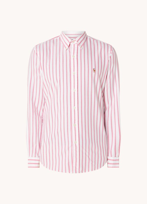 Ralph Lauren Custom fit overhemd met streepprint  - voorkant 3 pink/white / roze