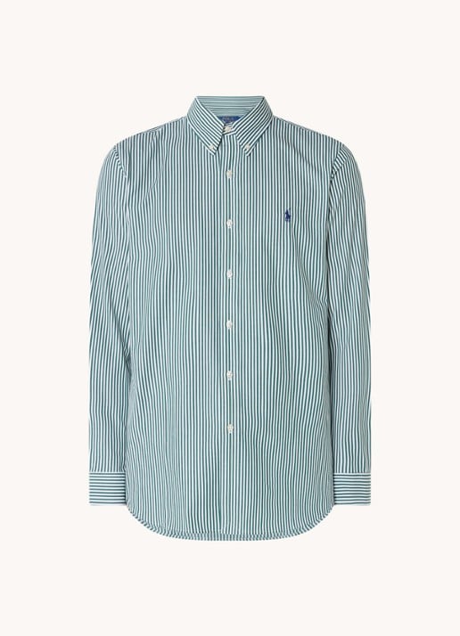 Ralph Lauren Custom fit overhemd met streepprint - voorkant 4 donkergroen