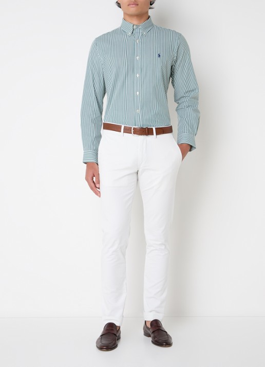 Ralph Lauren Custom fit overhemd met streepprint - voorkant 5 donkergroen