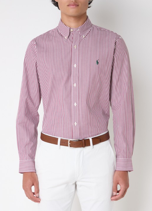 Ralph Lauren Custom fit overhemd met streepprint - detail bordeauxrood