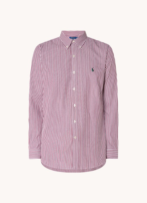 Ralph Lauren Custom fit overhemd met streepprint - voorkant 4 bordeauxrood