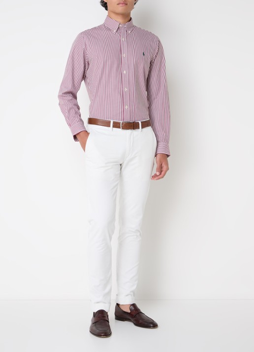 Ralph Lauren Custom fit overhemd met streepprint - voorkant 5 bordeauxrood