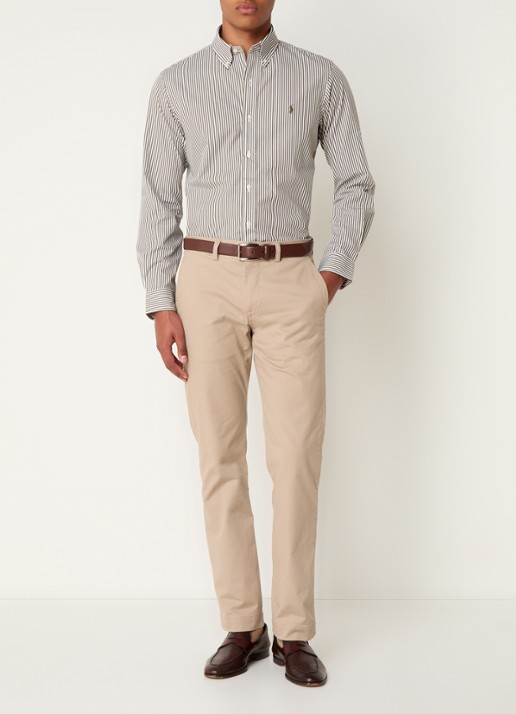 Ralph Lauren Custom fit overhemd met streepprint - voorkant 3 new olive / olijfgroen