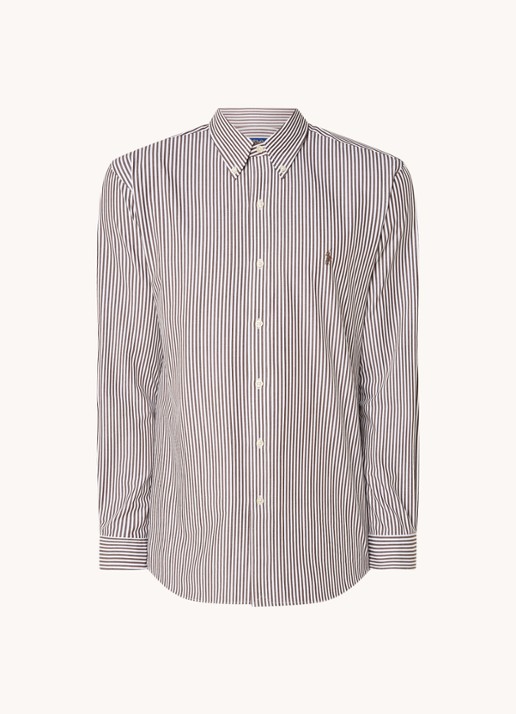 Ralph Lauren Custom fit overhemd met streepprint - voorkant 2 lichtbruin
