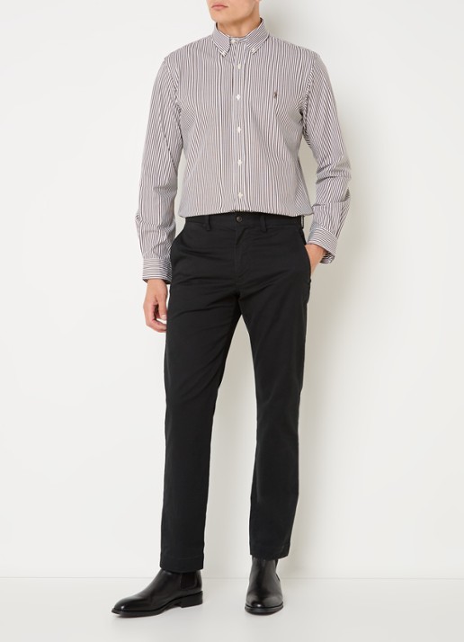 Ralph Lauren Custom fit overhemd met streepprint - voorkant 3 lichtbruin