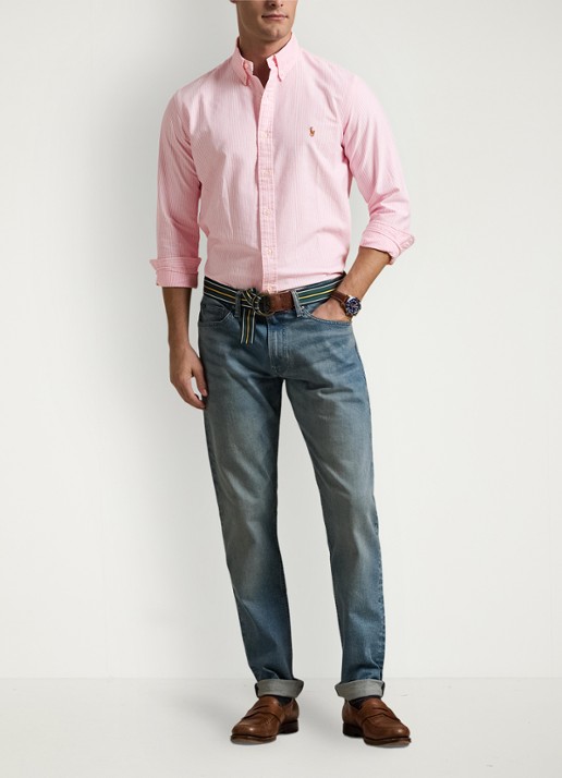 Ralph Lauren Custom fit overhemd met streepprint - voorkant 4 new rose / roze