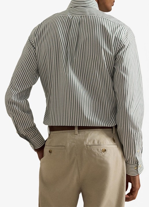 Ralph Lauren Custom fit overhemd met streepprint - achterkant pine/white / groen