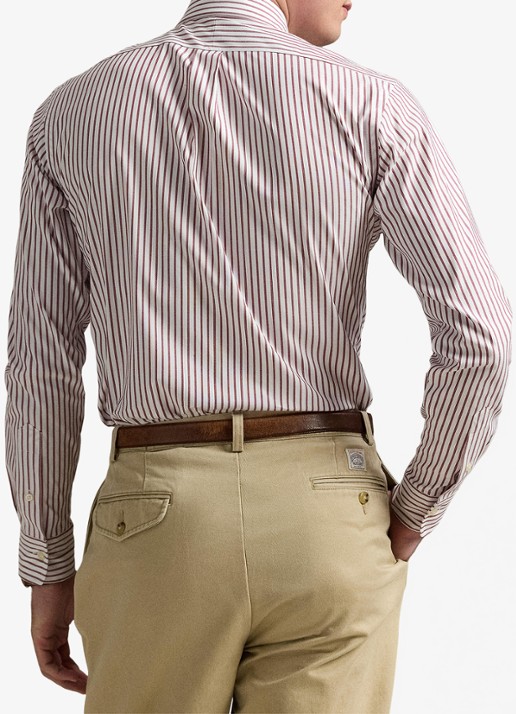 Ralph Lauren Custom fit overhemd met streepprint - achterkant 5 merlot/wine / wijnrood