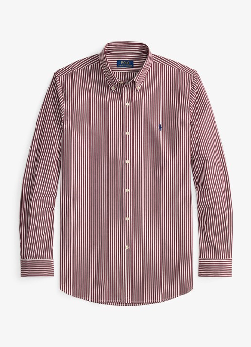 Ralph Lauren Custom fit overhemd met streepprint - voorkant 2 classic wine white / wijnrood