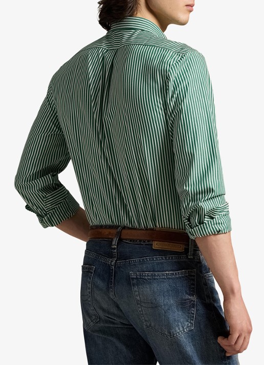 Ralph Lauren Custom fit overhemd met streepprint - achterkant 3 new forest white / groen