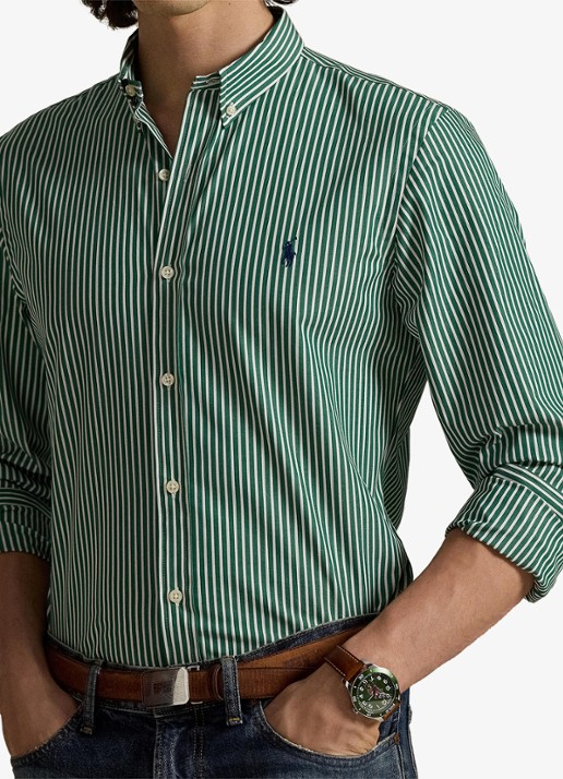 Ralph Lauren Custom fit overhemd met streepprint - detail 2 new forest white / groen