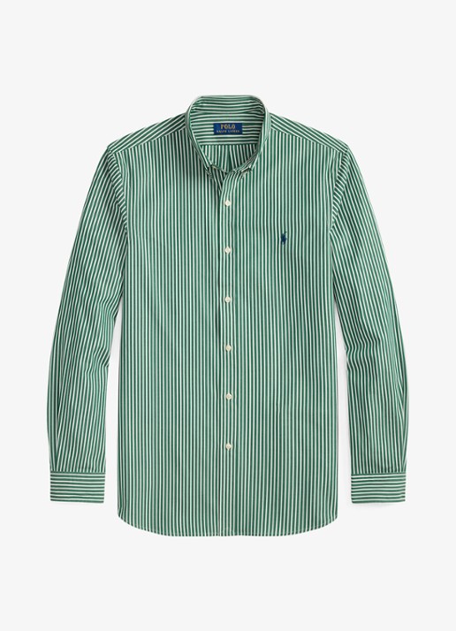Ralph Lauren Custom fit overhemd met streepprint - voorkant 4 new forest white / groen