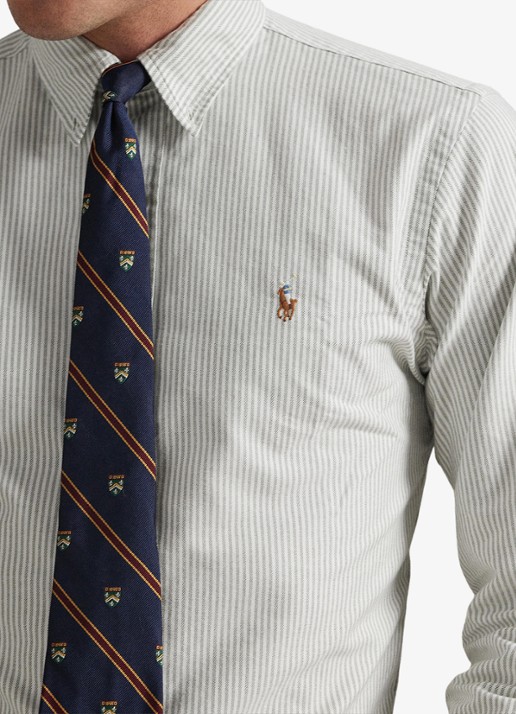 Ralph Lauren Custom fit overhemd met streepprint - detail 2 shamrock white / wit