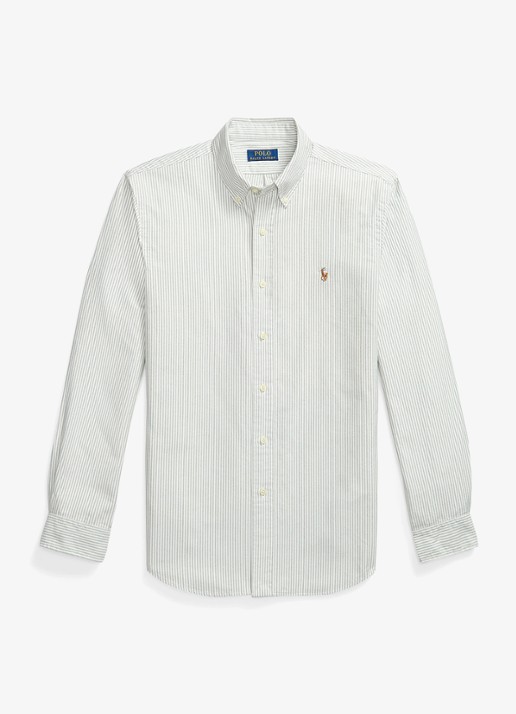 Ralph Lauren Custom fit overhemd met streepprint - voorkant 4 shamrock white / wit