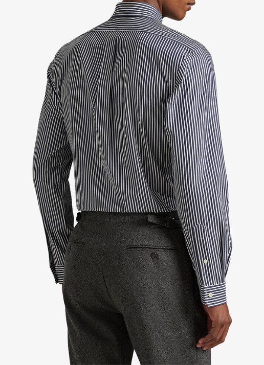 Ralph Lauren Custom fit overhemd met streepprint - achterkant newport navy white / donkerblauw
