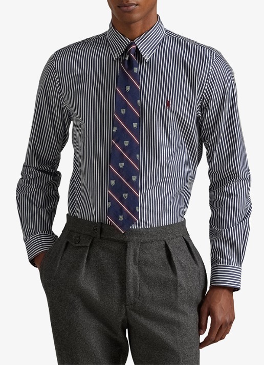 Ralph Lauren Custom fit overhemd met streepprint - detail 4 newport navy white / donkerblauw