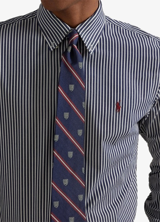 Ralph Lauren Custom fit overhemd met streepprint - detail 5 newport navy white / donkerblauw
