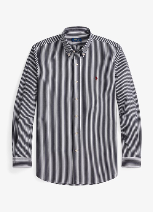 Ralph Lauren Custom fit overhemd met streepprint - voorkant 2 newport navy white / donkerblauw
