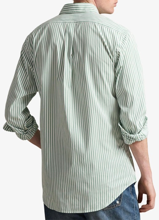 Ralph Lauren Custom fit overhemd met streepprint - achterkant 5 white seafoam / lichtgroen