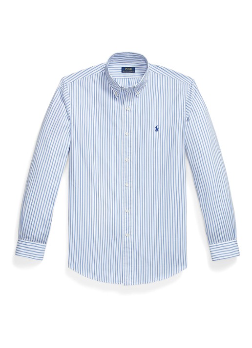 Ralph Lauren Custom fit overhemd met streepprint - voorkant 2 white blue / lichtblauw