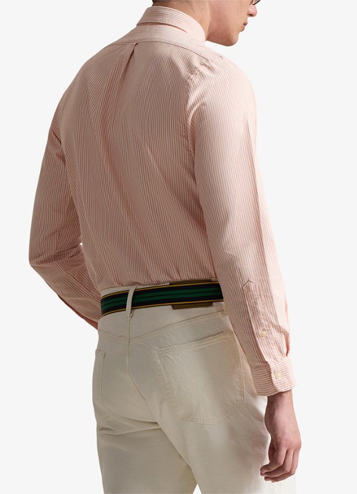 Ralph Lauren Custom fit overhemd met streepprint - achterkant 2 peach / white / zalmroze