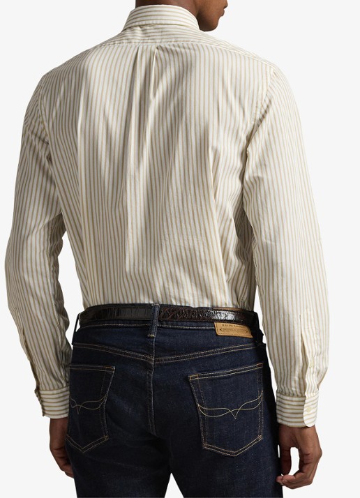 Ralph Lauren Custom fit overhemd met streepprint - achterkant white coastal beige / beige