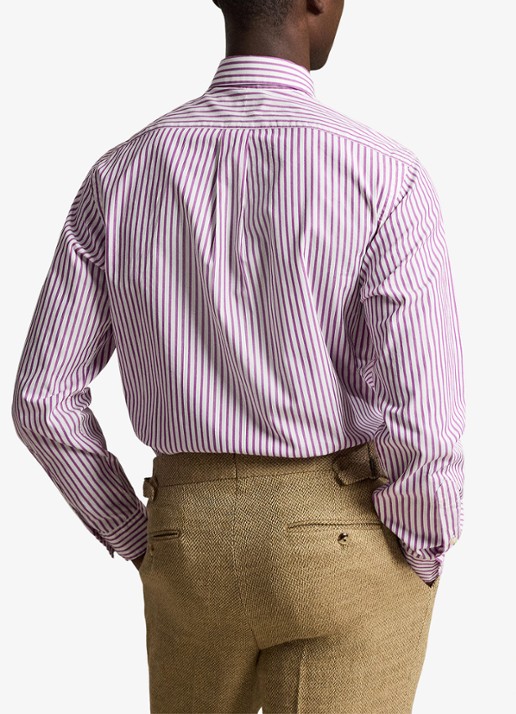 Ralph Lauren Custom fit overhemd met streepprint - achterkant 2 white purple dawn / paars