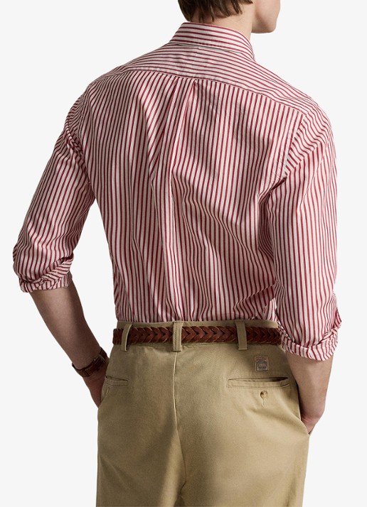 Ralph Lauren Custom fit overhemd met streepprint - achterkant 2 white bristol red / rood