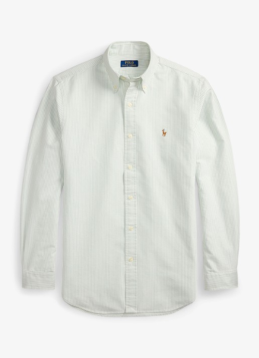 Ralph Lauren Custom fit overhemd met streepprint - voorkant 6636r faded mint white-zxsa