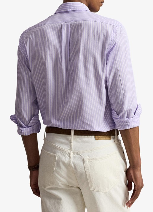 Ralph Lauren Custom fit overhemd met streepprint - achterkant 3 powder purple white / paars