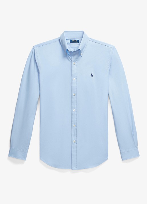 Ralph Lauren Custom fit overhemd met stretch  - voorkant 2 austin blue / blauw