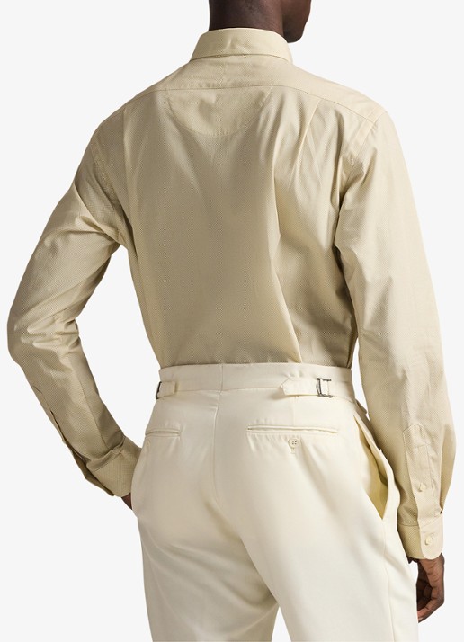 Ralph Lauren Custom fit overhemd met stretch - achterkant 5 coastal beige / beige