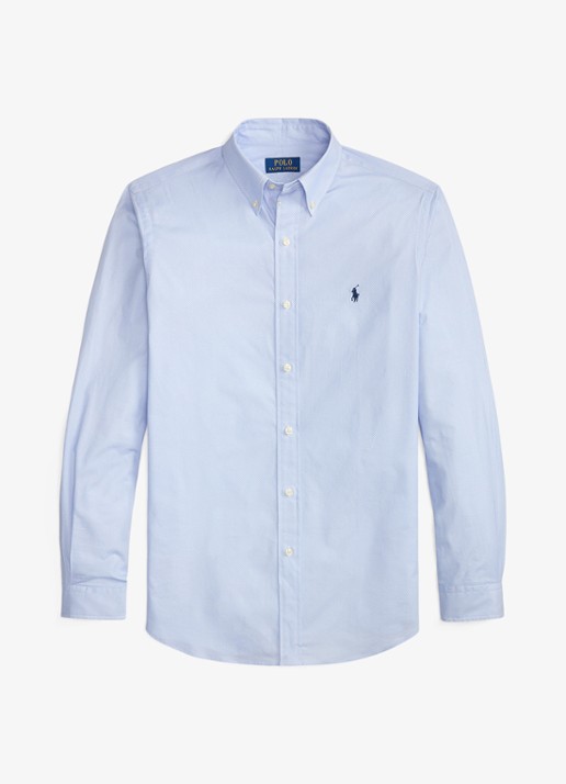 Ralph Lauren Custom fit overhemd met stretch - voorkant dress blue grid / blauw