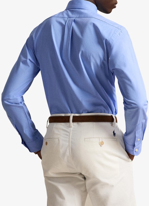 Ralph Lauren Custom fit overhemd met stretch  - achterkant 5 cabana blue / blauw