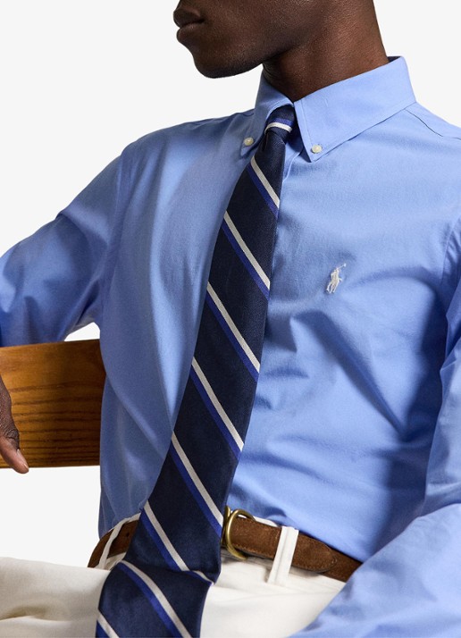 Ralph Lauren Custom fit overhemd met stretch  - detail 4 cabana blue / blauw
