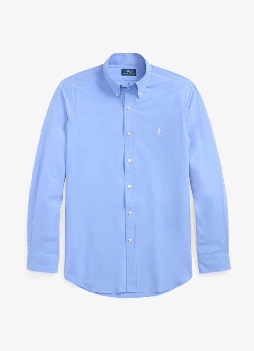 Ralph Lauren Custom fit overhemd met stretch  - voorkant cabana blue / blauw
