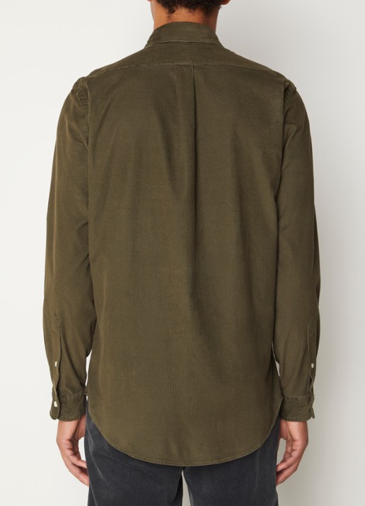 Ralph Lauren Custom fit overhemd van corduroy - achterkant 3 college green / groen