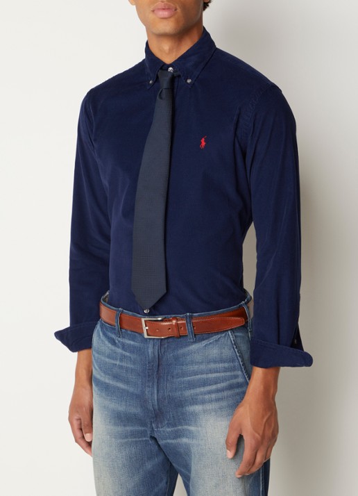 Ralph Lauren Custom fit overhemd van corduroy - detail 2 newport navy / blauw