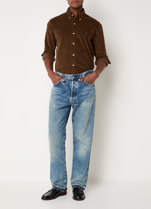 Ralph Lauren Custom fit overhemd van corduroy - voorkant 5 chocolate mousse / bruin