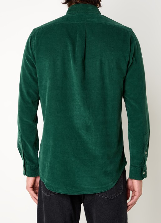 Ralph Lauren Custom fit overhemd van corduroy - achterkant 4 vintage pine / groen